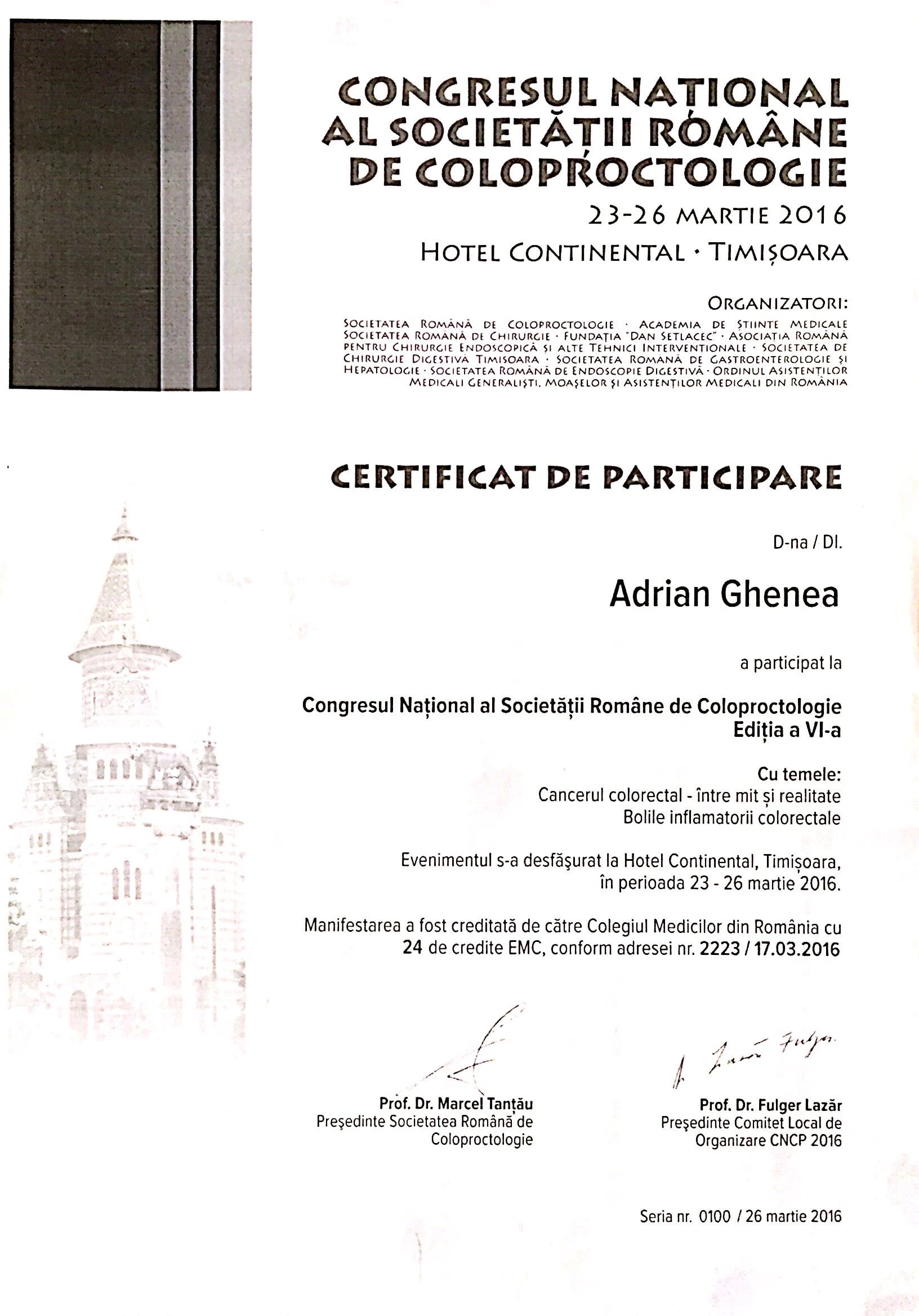 Congresul Național de Coloproctologie, ediția a VI-a — Societatea Română de Coloproctologie